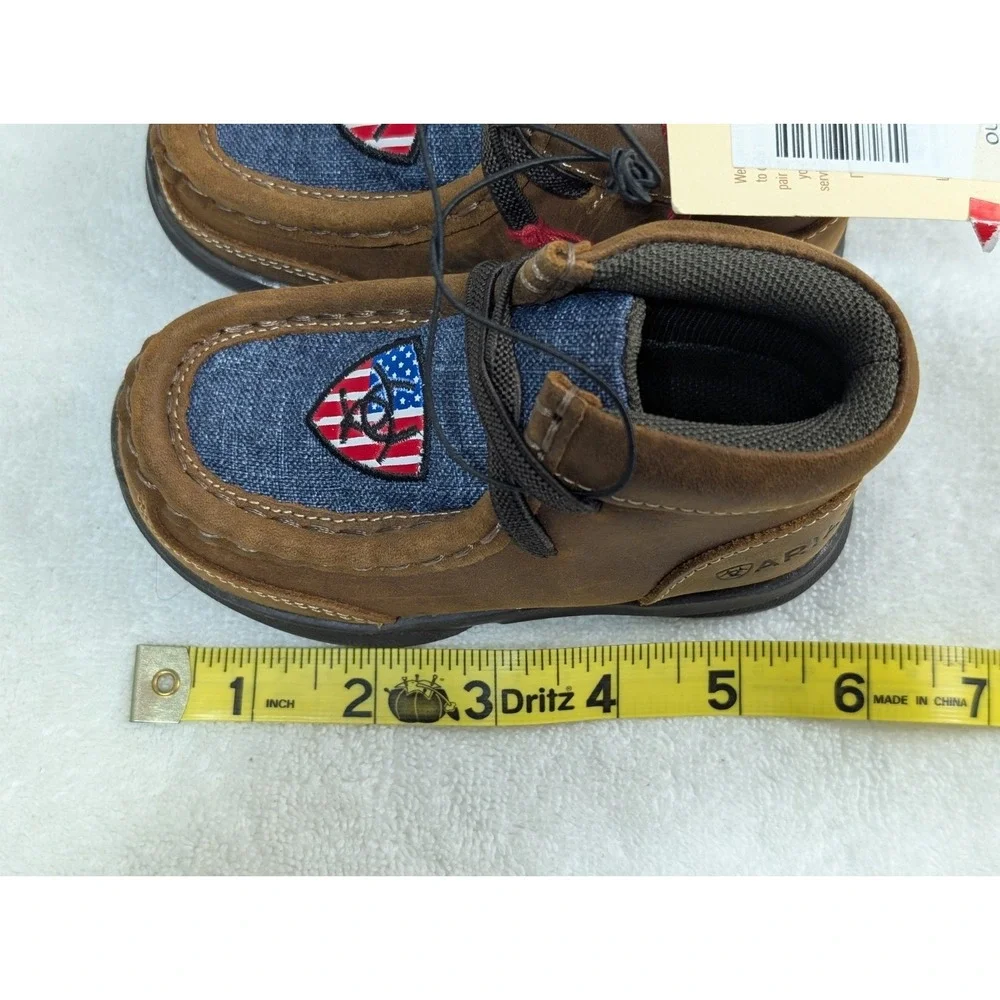 Ariat Toddler size 4, Boy's Lil Stomper USA Brown leather Shoes , A443001602-04